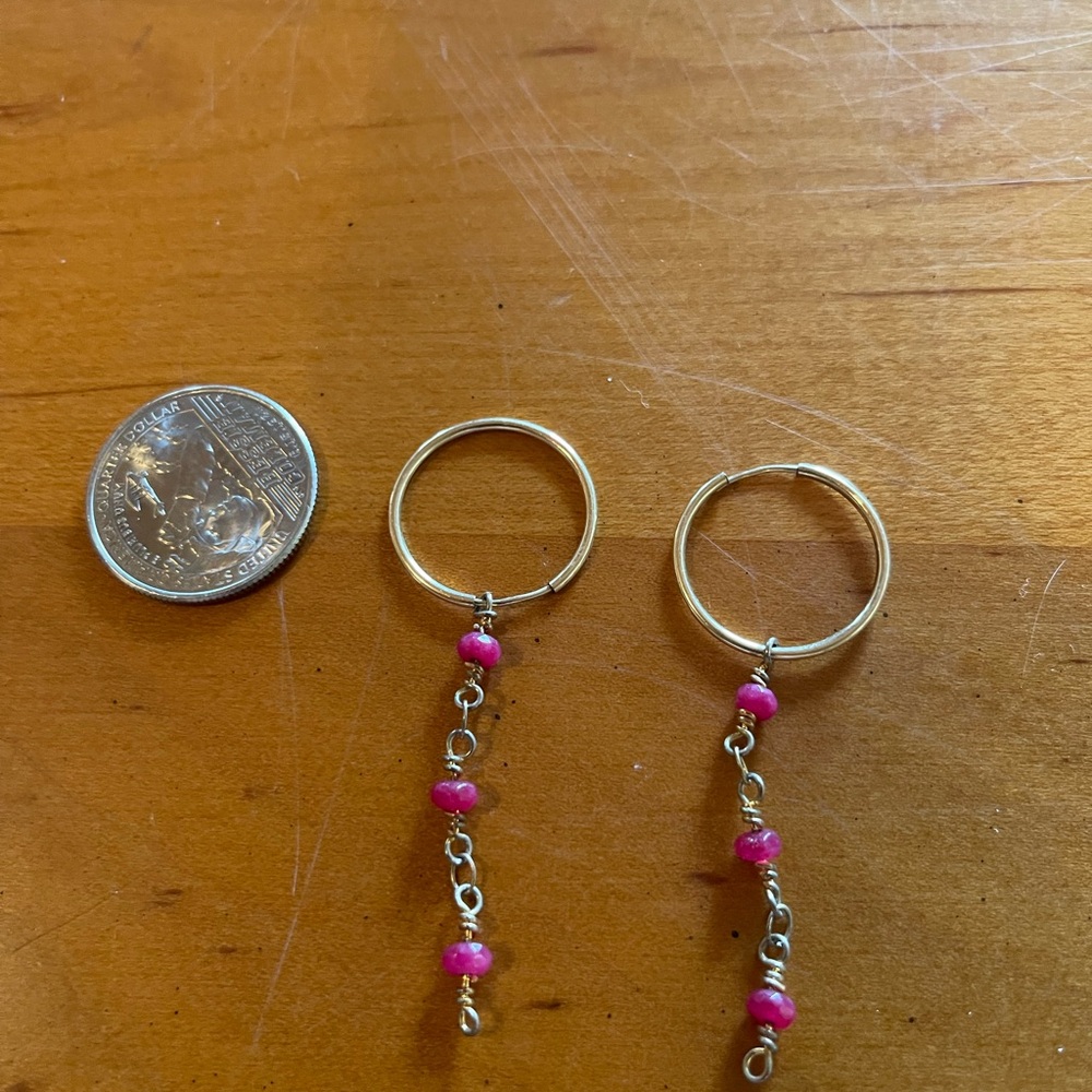 Elegant Gold Filled Wires and Chain with Ruby Colored Beads